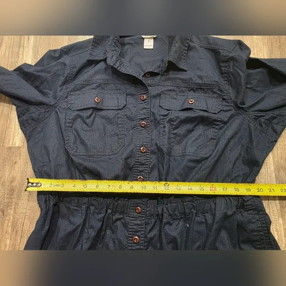 DULUTH TRADING CO HEMP SHIRT DRESS NAVY CURVY PLUS PREPPY CLASSY elegant Y2k - Picture 11 of 16